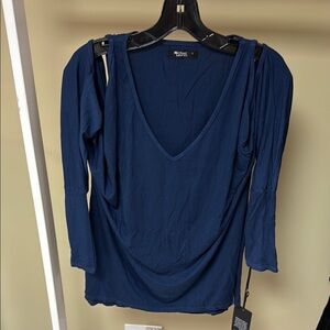 Michael Lauren blue keyhole shoulder top new with tags size large